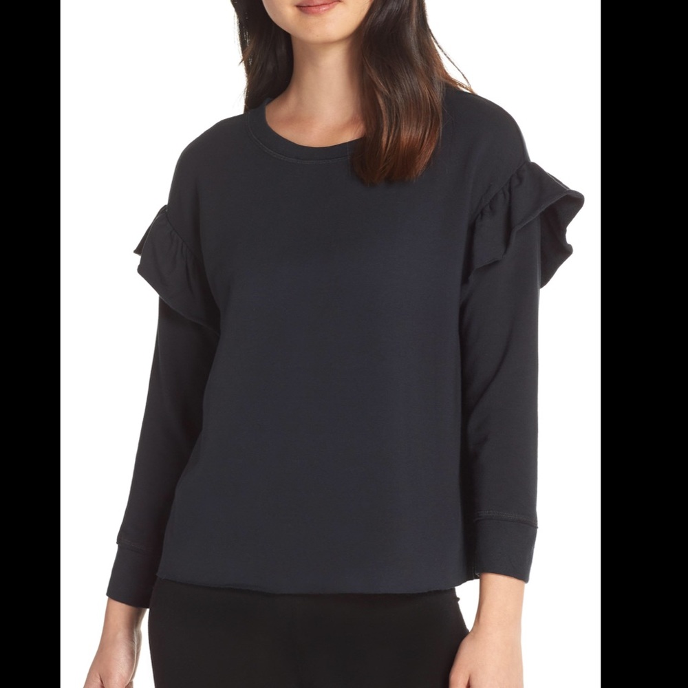 UGG Black Ruffle-Shoulder Sweatshirt